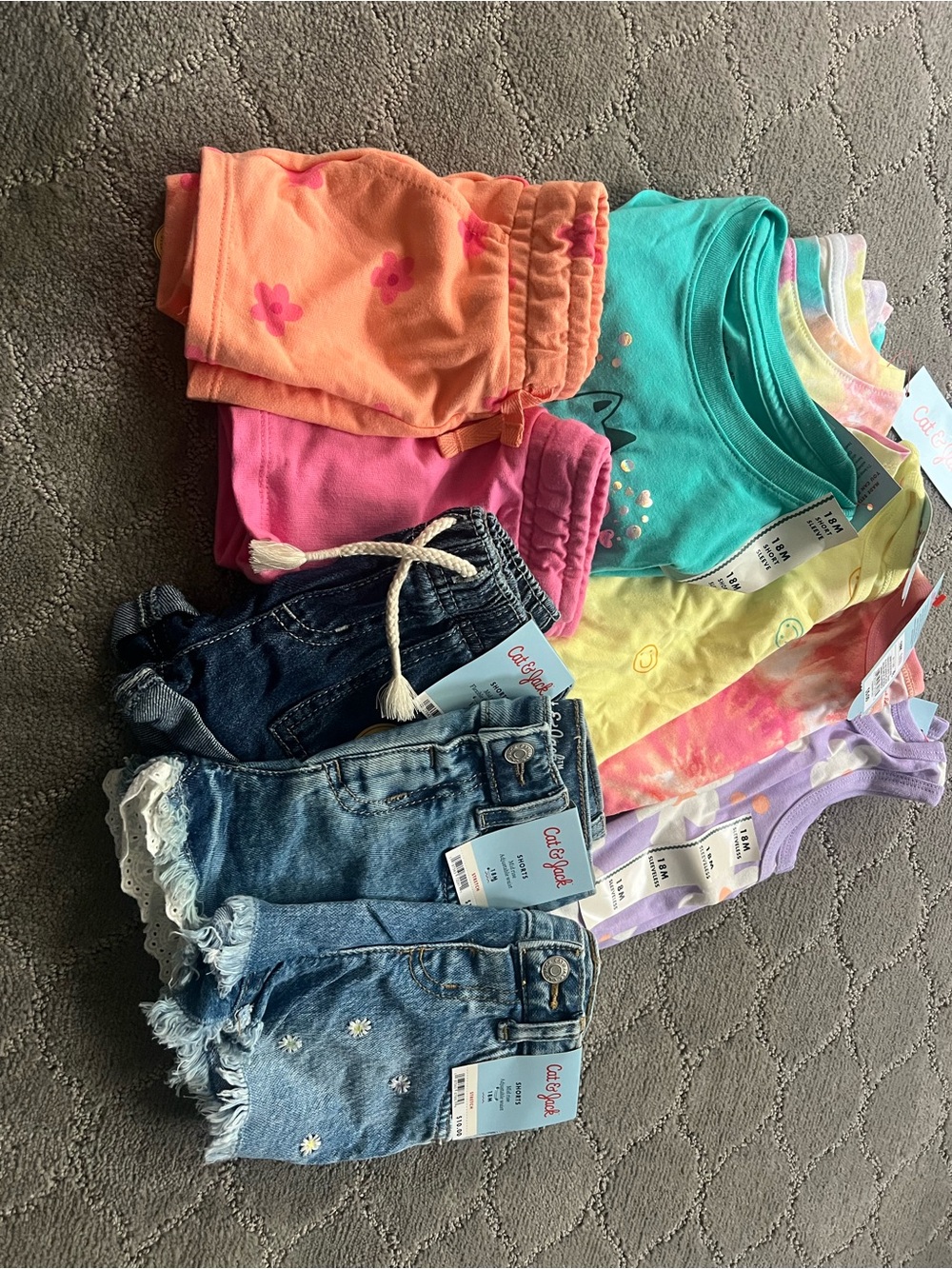 Cat & Jack Girls Shorts and Denim Mix - Orange, Pink, Teal, Yellow, Purple, Blue